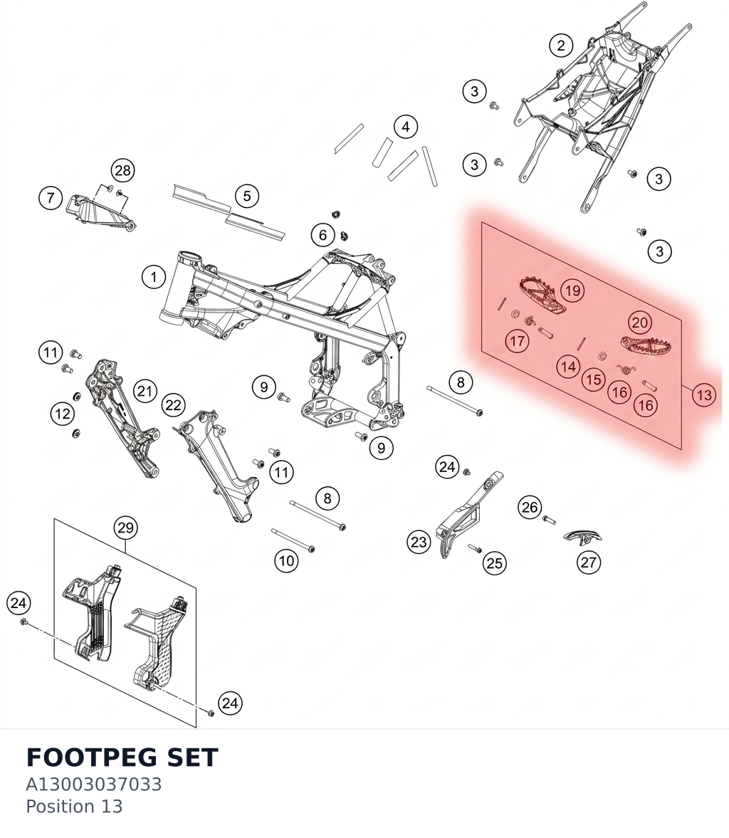 Diagram preview: FOOTPEG SET (A13003037033)