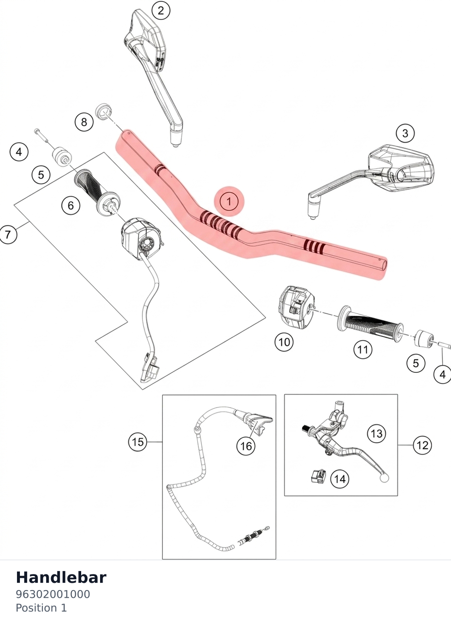 Diagram preview: Handlebar (96302001000)