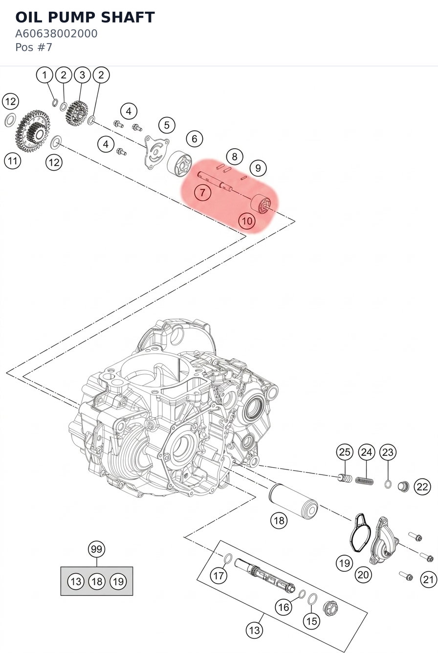 Diagram preview: OIL PUMP SHAFT (A60638002000)