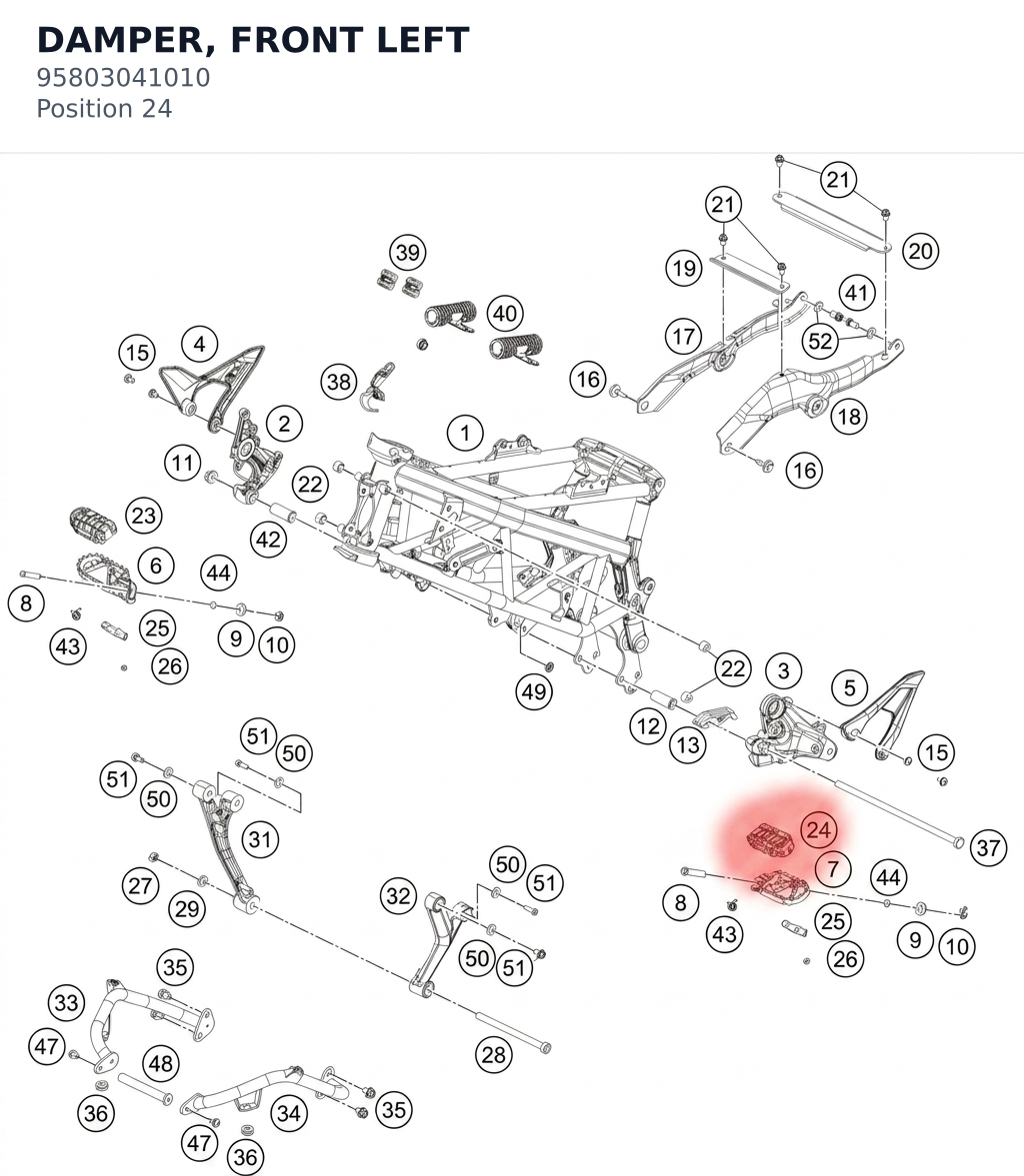 Diagram preview: DAMPER, FRONT LEFT (95803041010)
