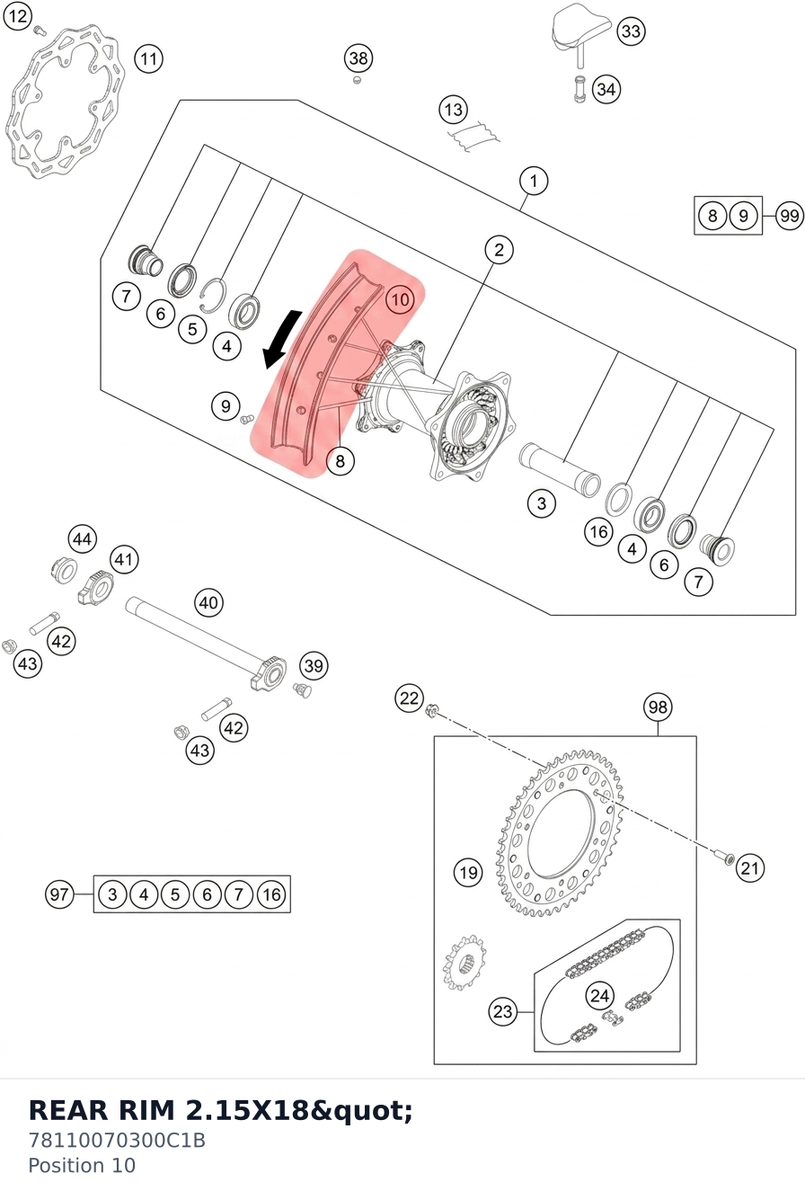Diagram preview: REAR RIM 2.15X18" (78110070300C1B)