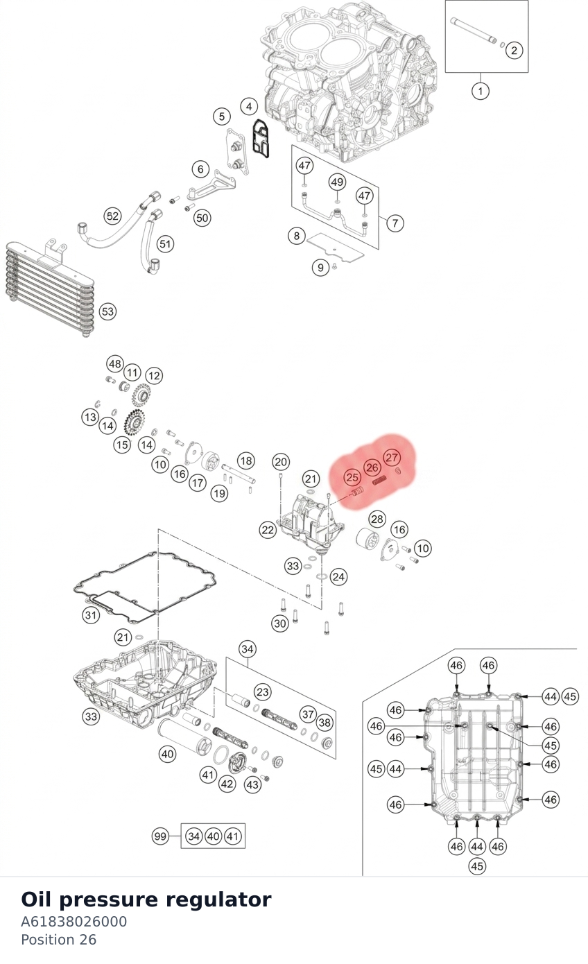 Diagram preview: Oil pressure regulator (A61838026000)