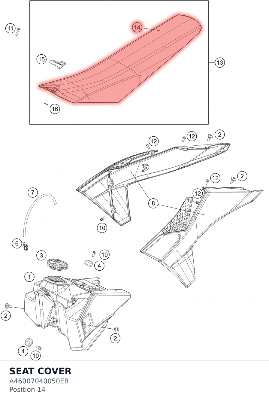 Diagram preview: SEAT COVER (A46007040050EB)
