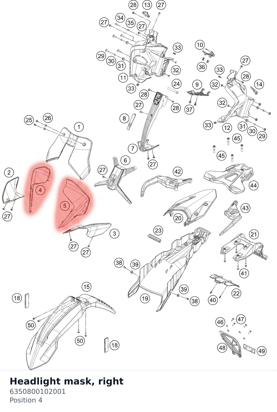 Diagram preview: Headlight mask, right (6350800102001)