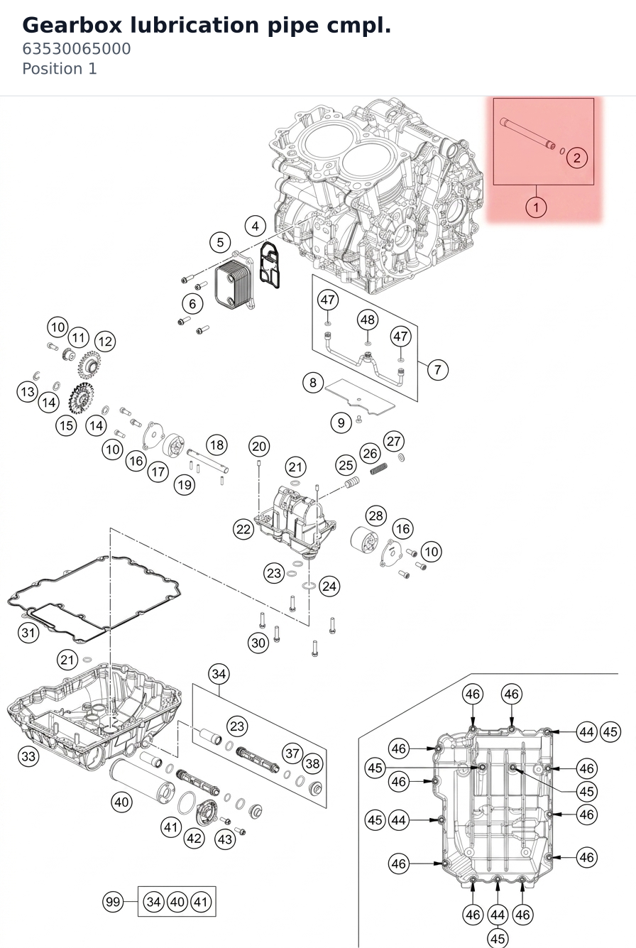 Diagram preview: Gearbox lubrication pipe cmpl. (63530065000)
