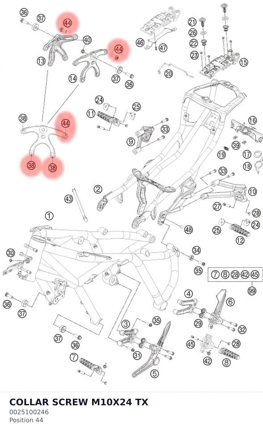 Diagram preview: COLLAR SCREW M10X24 TX (0025100246)
