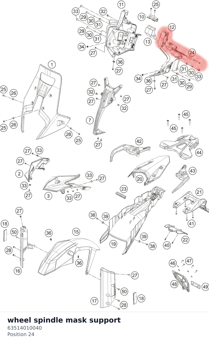 Diagram preview: wheel spindle mask support (63514010040)
