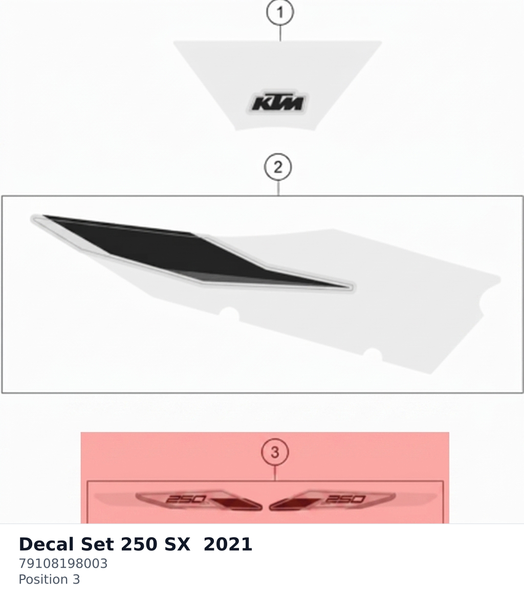 Diagram preview: Decal Set 250 SX 2021 (79108198003)