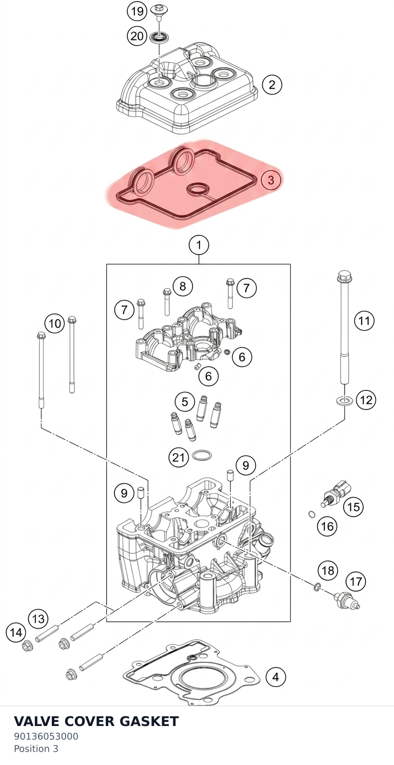 Diagram preview: VALVE COVER GASKET (90136053000)