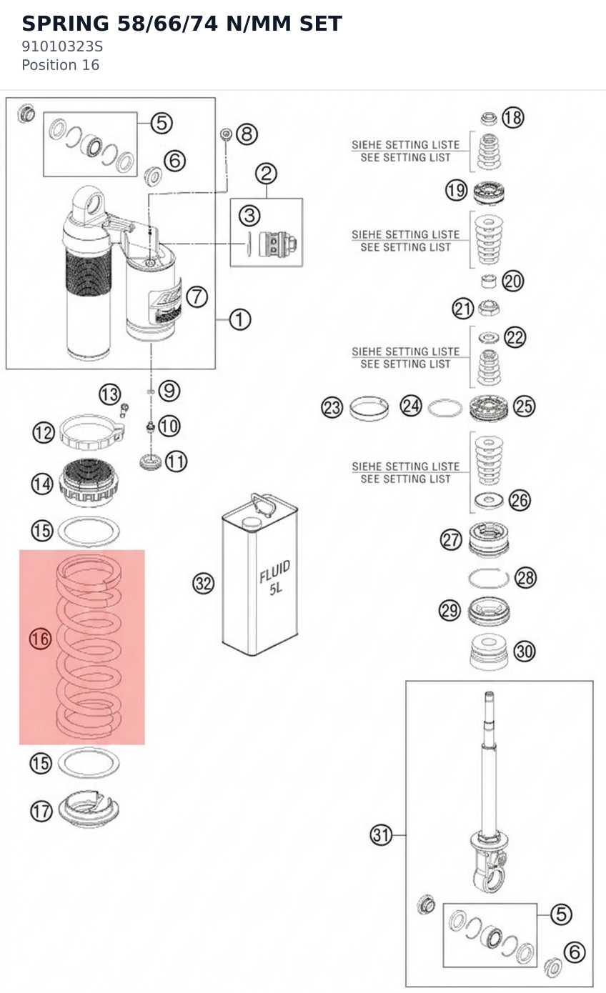Diagram preview: SPRING 58/66/74 N/MM SET (91010323S)