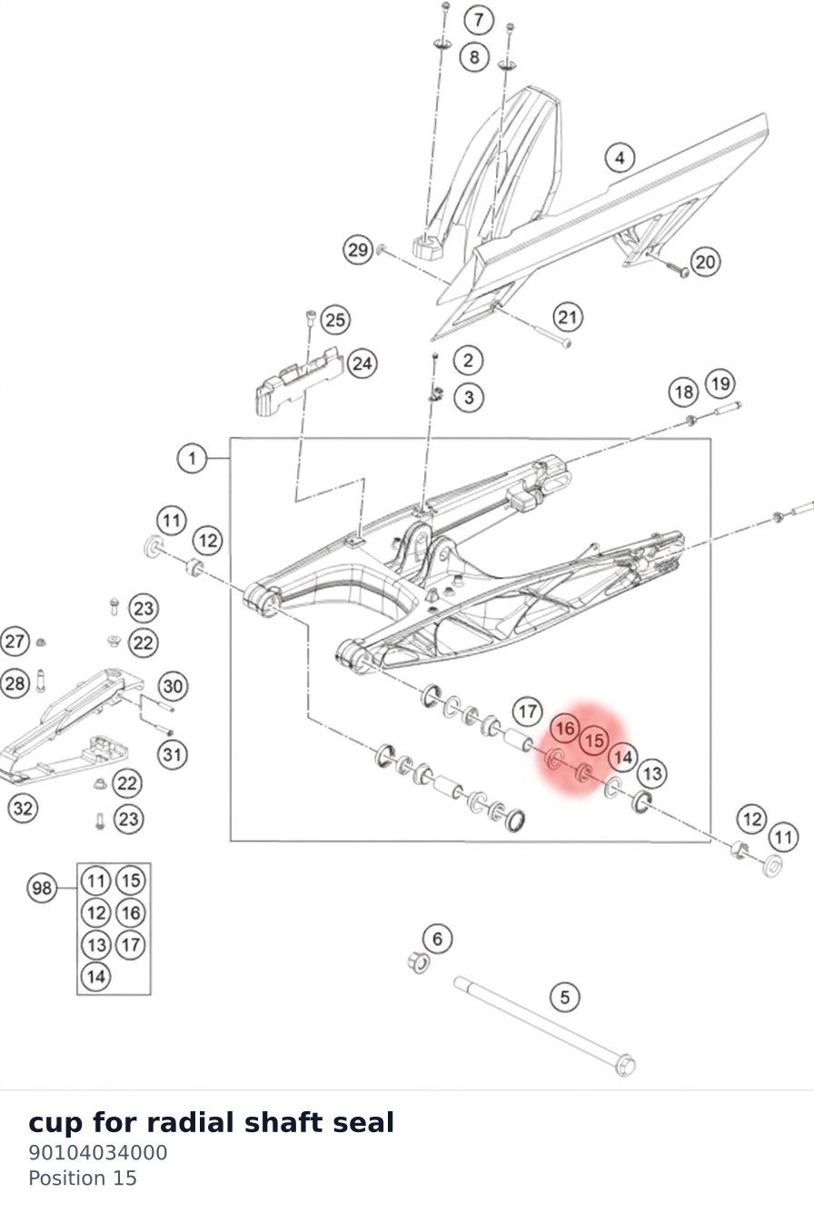 Diagram preview: cup for radial shaft seal (90104034000)