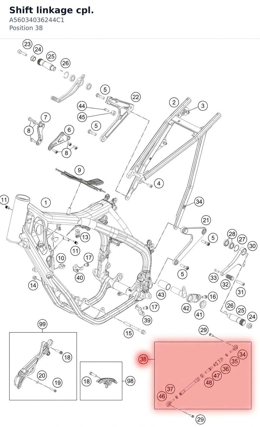 Diagram preview: Shift linkage cpl. (A56034036244C1)