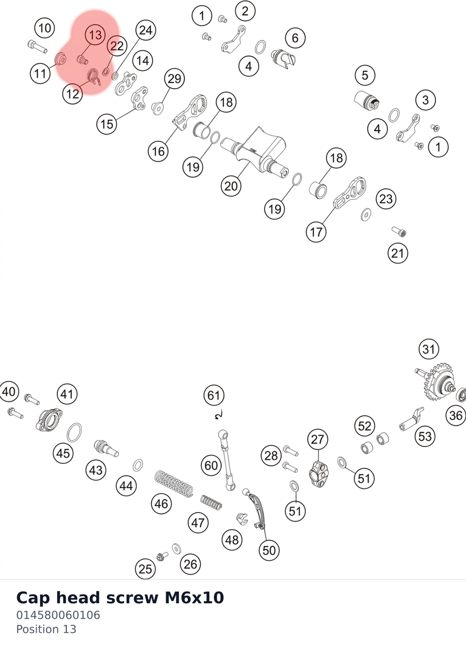 Diagram preview: Cap head screw M6x10 (014580060106)