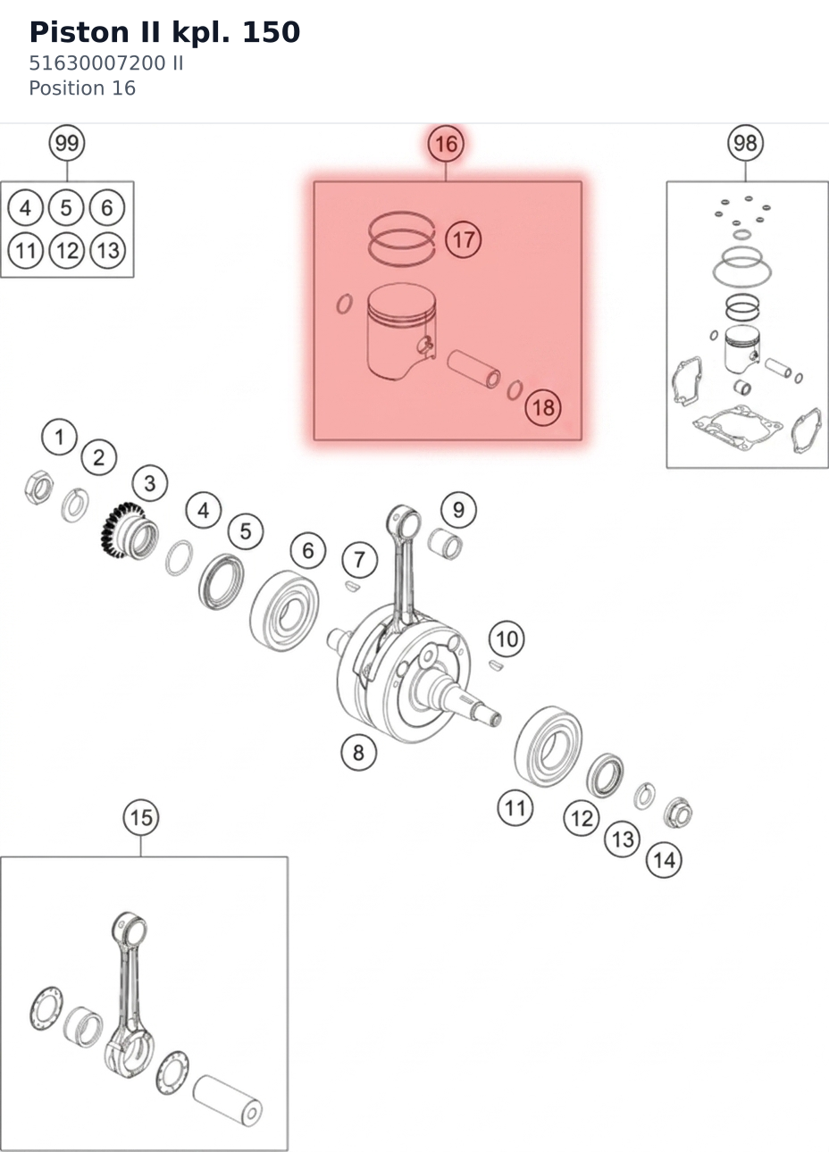 Diagram preview: Piston II kpl. 150 (51630007200 II)