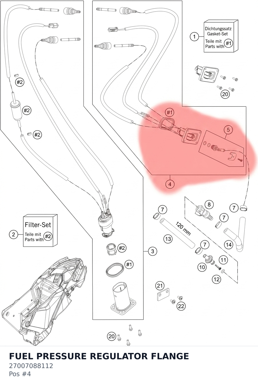 Diagram preview: FUEL PRESSURE REGULATOR FLANGE (27007088112)