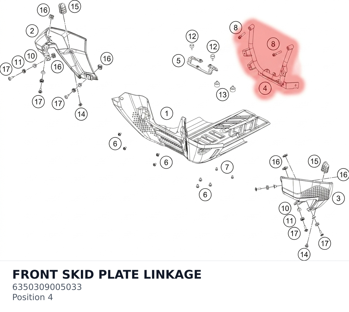 Diagram preview: FRONT SKID PLATE LINKAGE (6350309005033)