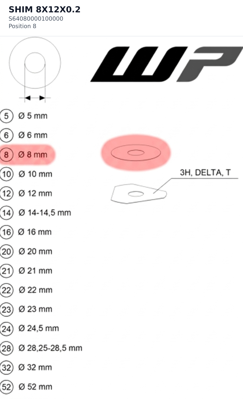 Diagram preview: SHIM 8X12X0.2 (S64080000100000)