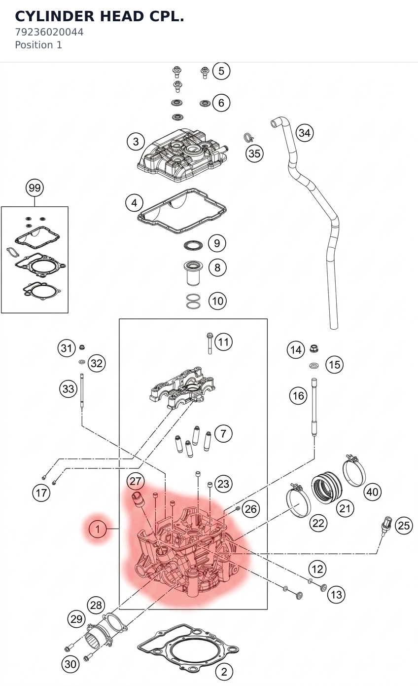 Diagram preview: CYLINDER HEAD CPL. (79236020044)