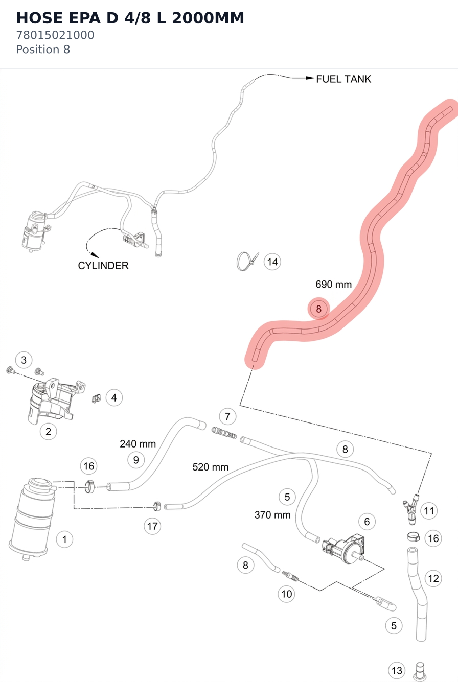 Diagram preview: HOSE EPA D 4/8 L 2000MM (78015021000)