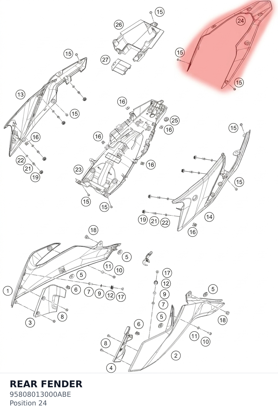 Diagram preview: REAR FENDER (95808013000ABE)