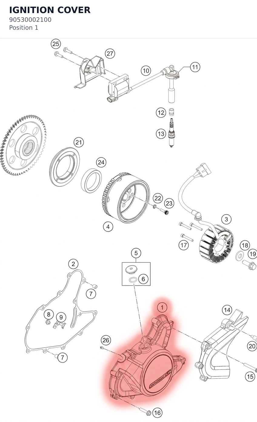 Diagram preview: IGNITION COVER (90530002100)