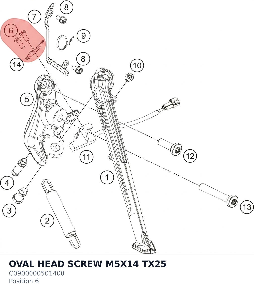 Diagram preview: OVAL HEAD SCREW M5X14 TX25 (C0900000501400)