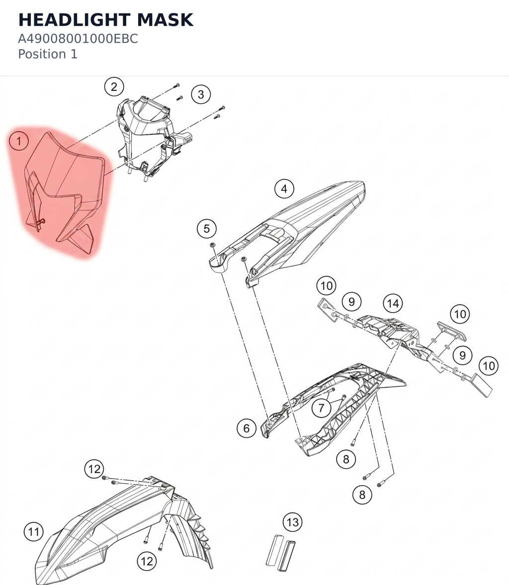 Diagram preview: HEADLIGHT MASK (A49008001000EBC)