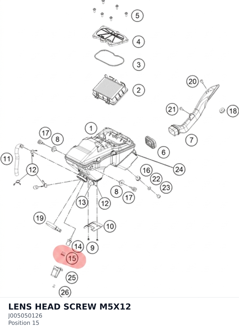Diagram preview: LENS HEAD SCREW M5X12 (J005050126)