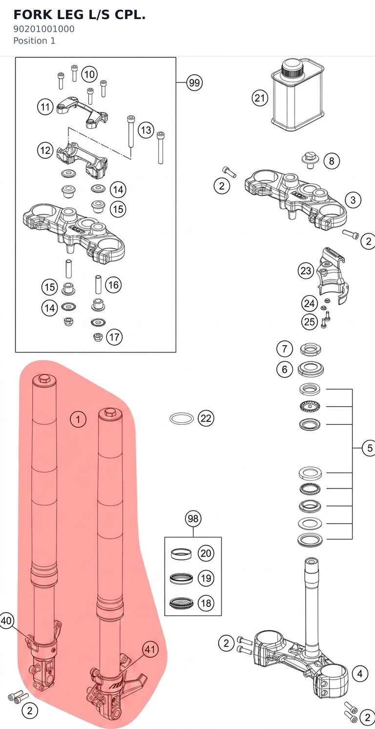 Diagram preview: FORK LEG L/S CPL. (90201001000)