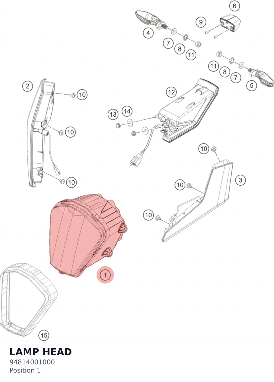 Diagram preview: LAMP HEAD (94814001000)