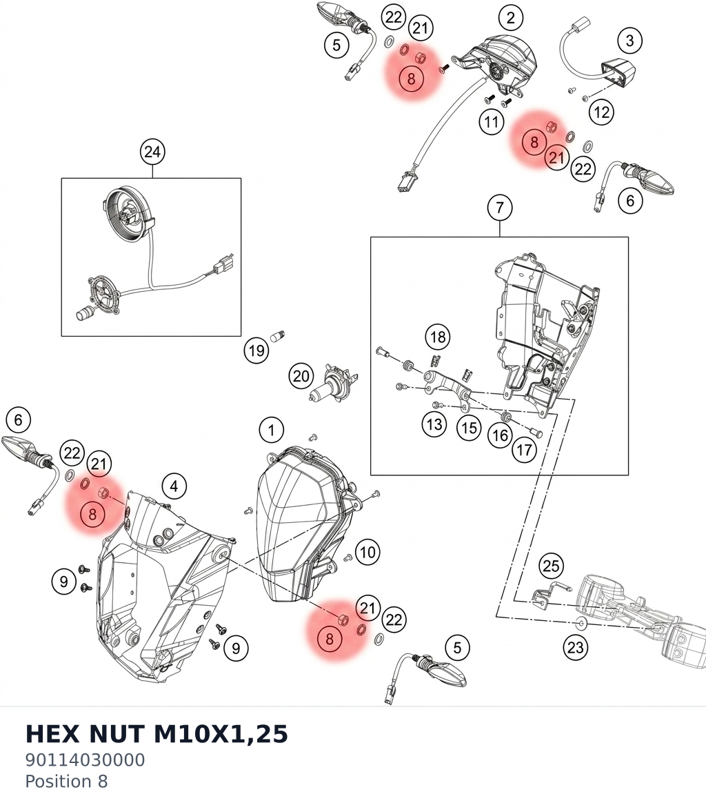 Diagram preview: HEX NUT M10X1,25 (90114030000)