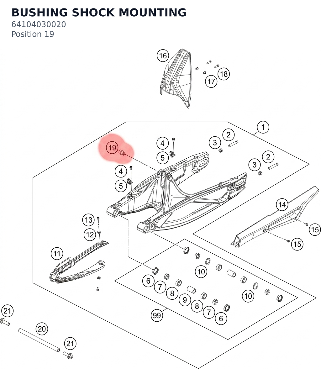 Diagram preview: BUSHING SHOCK MOUNTING (64104030020)