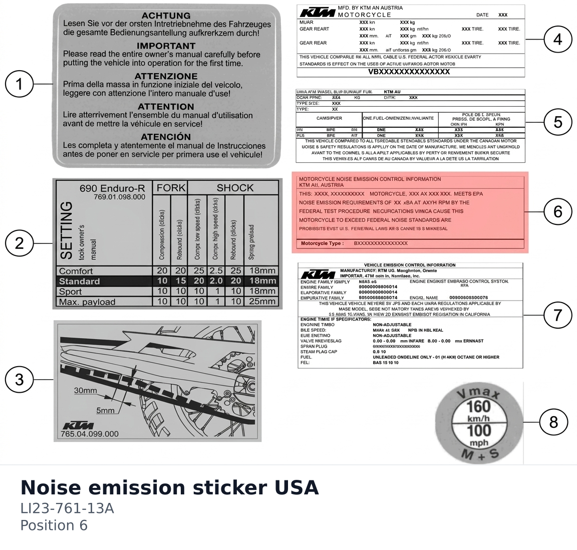 Diagram preview: Noise emission sticker USA (LI23-761-13A)