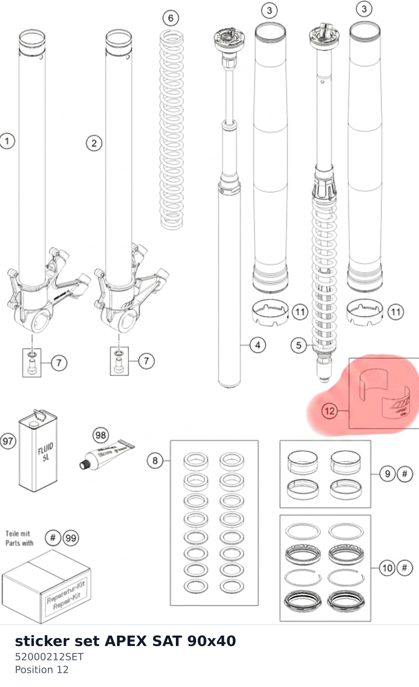Diagram preview: sticker set APEX SAT 90x40 (52000212SET)