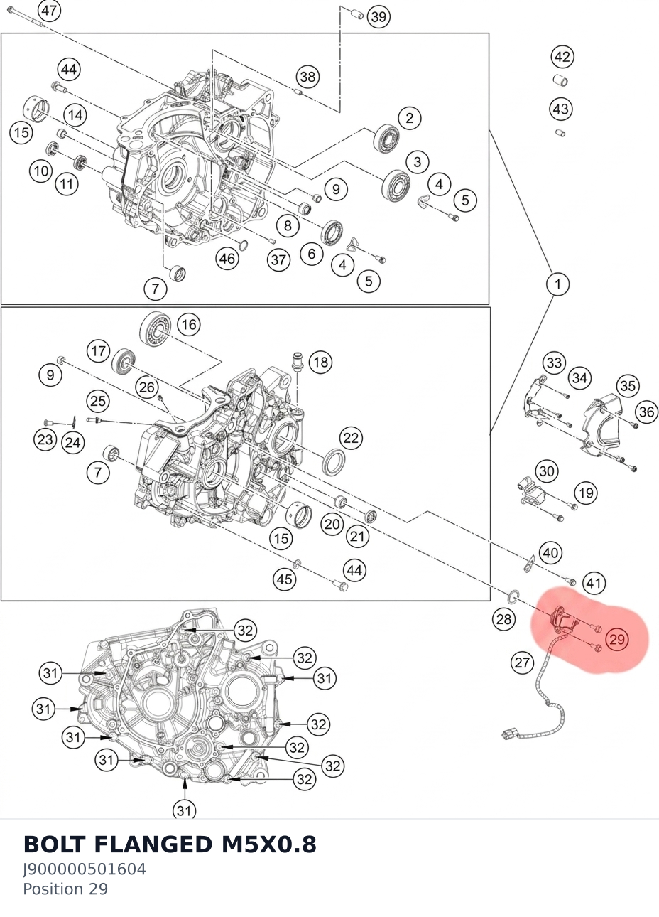 Diagram preview: BOLT FLANGED M5X0.8 (J900000501604)