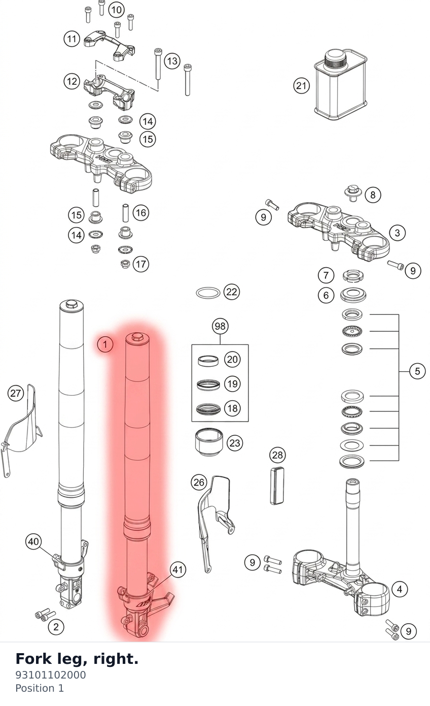 Diagram preview: Fork leg, right. (93101102000)