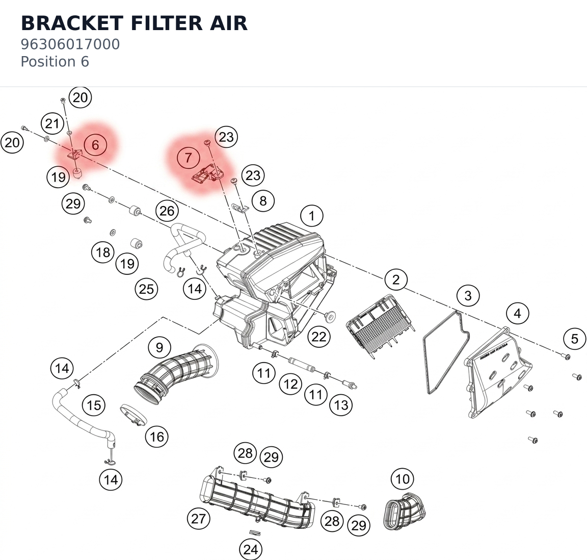 Diagram preview: BRACKET FILTER AIR (96306017000)