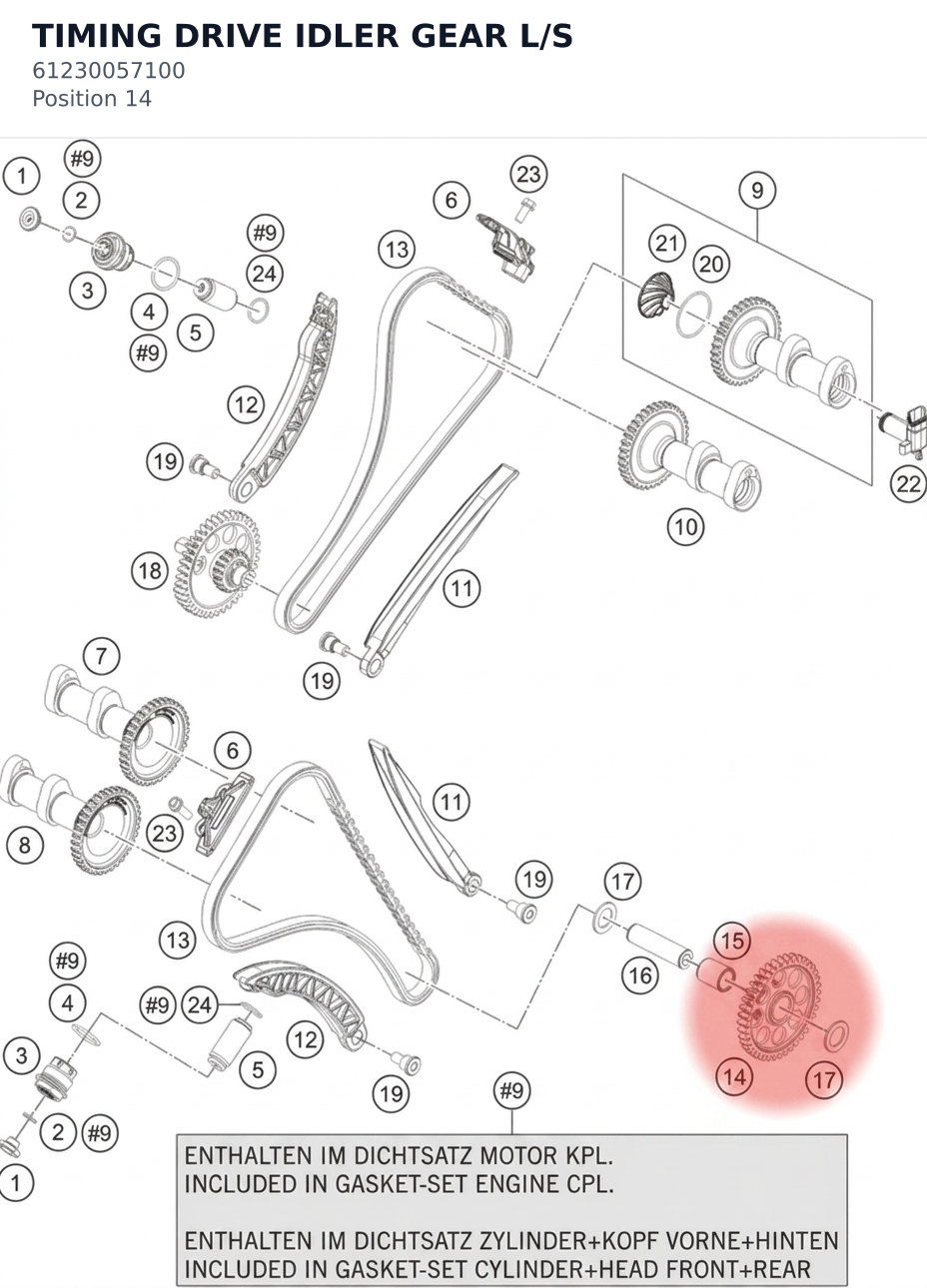 Diagram preview: TIMING DRIVE IDLER GEAR L/S (61230057100)