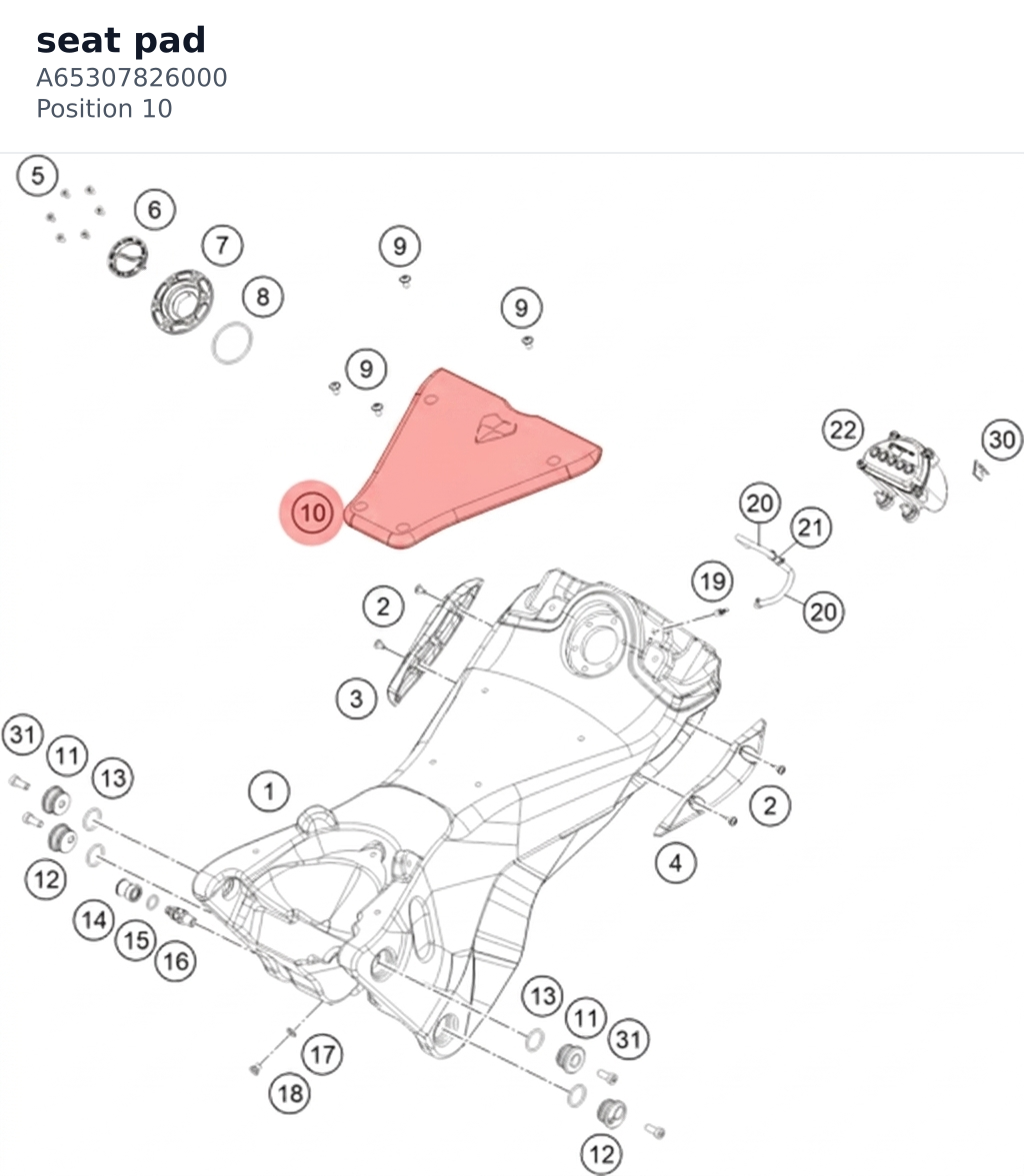 Diagram preview: seat pad (A65307826000)