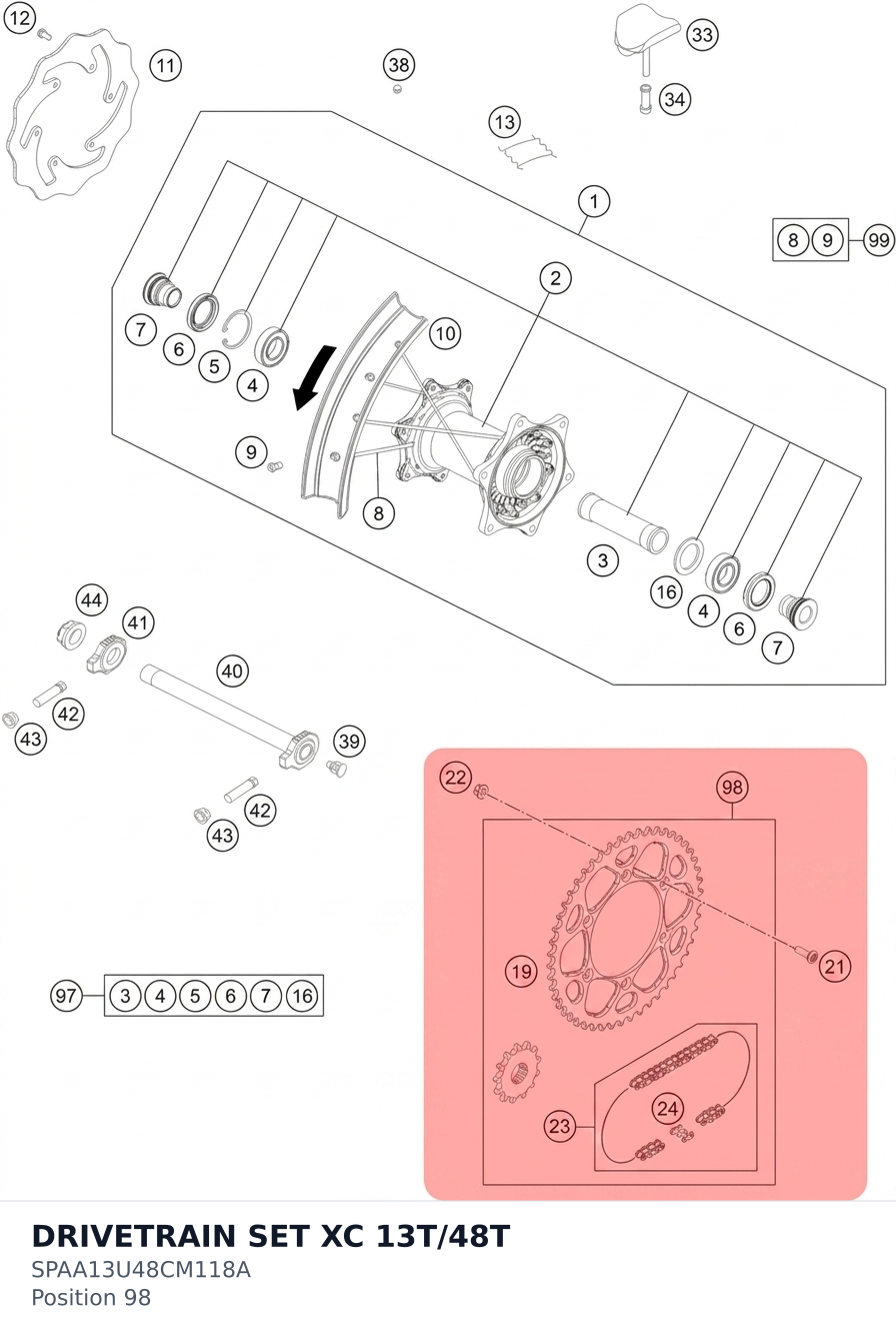 Diagram preview: DRIVETRAIN SET XC 13T/48T (SPAA13U48CM118A)
