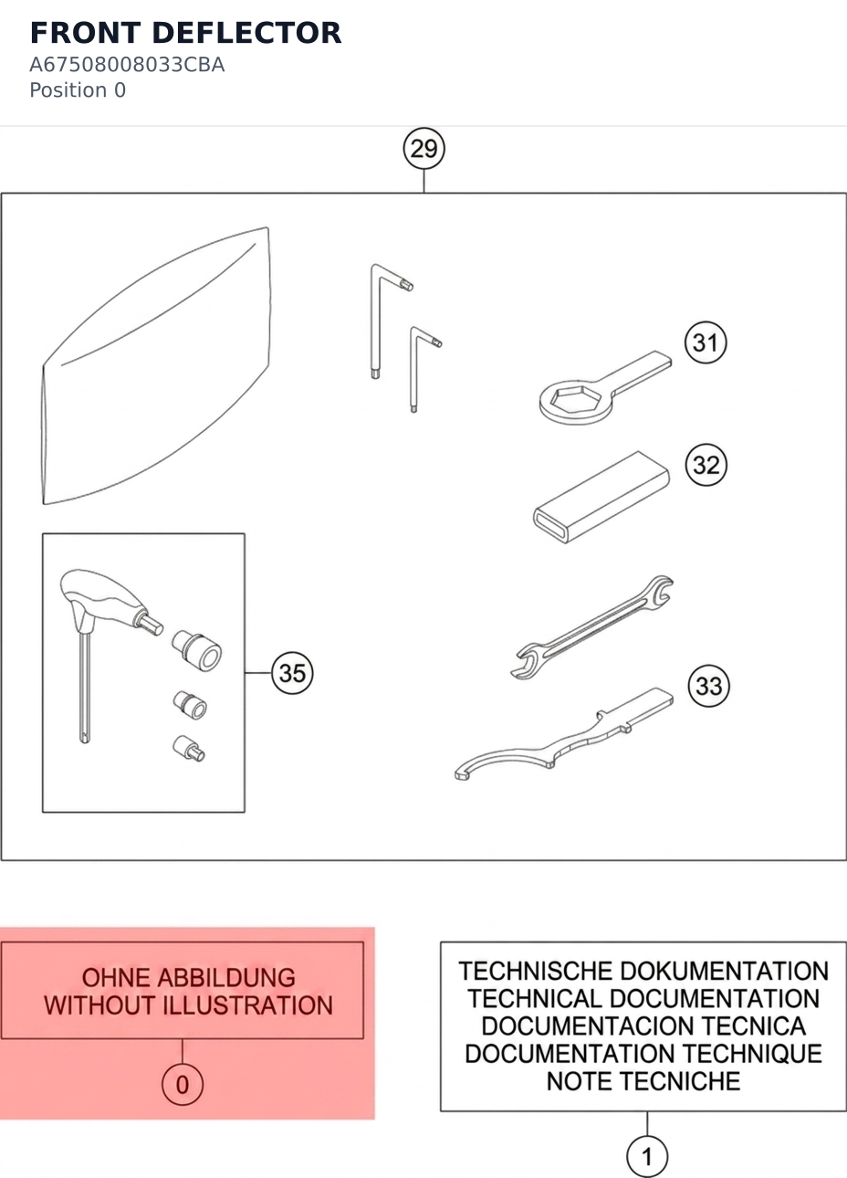 Diagram preview: FRONT DEFLECTOR (A67508008033CBA)