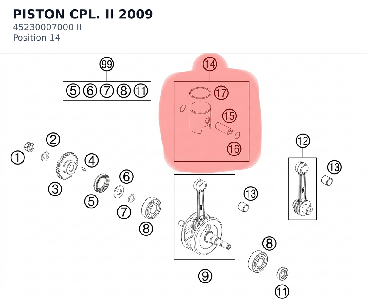 Diagram preview: PISTON CPL. II 2009 (45230007000 II)
