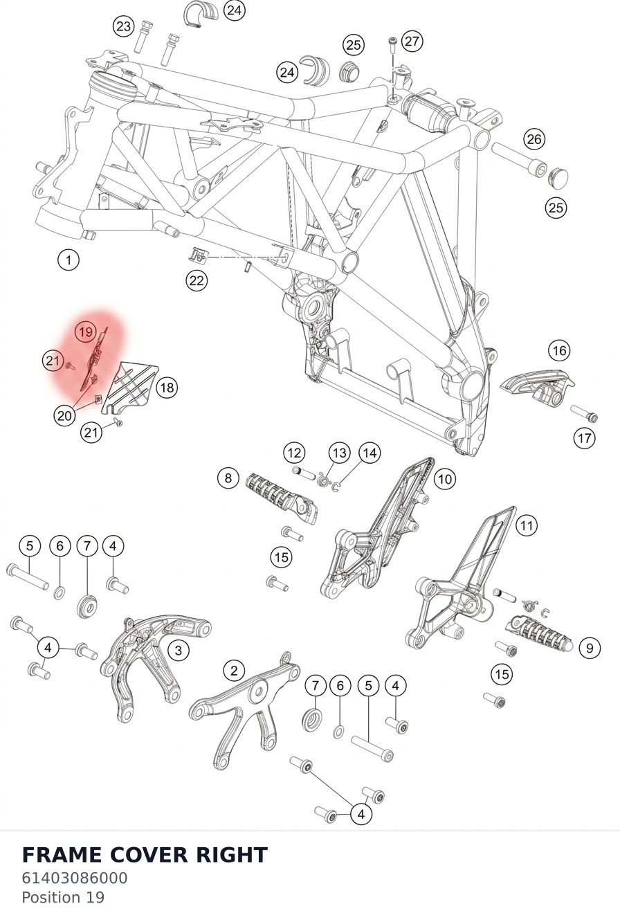 Diagram preview: FRAME COVER RIGHT (61403086000)