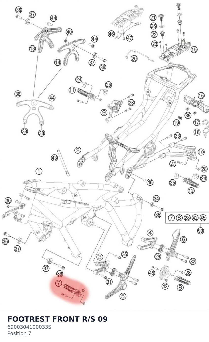 Diagram preview: FOOTREST FRONT R/S 09 (6900304100033S)