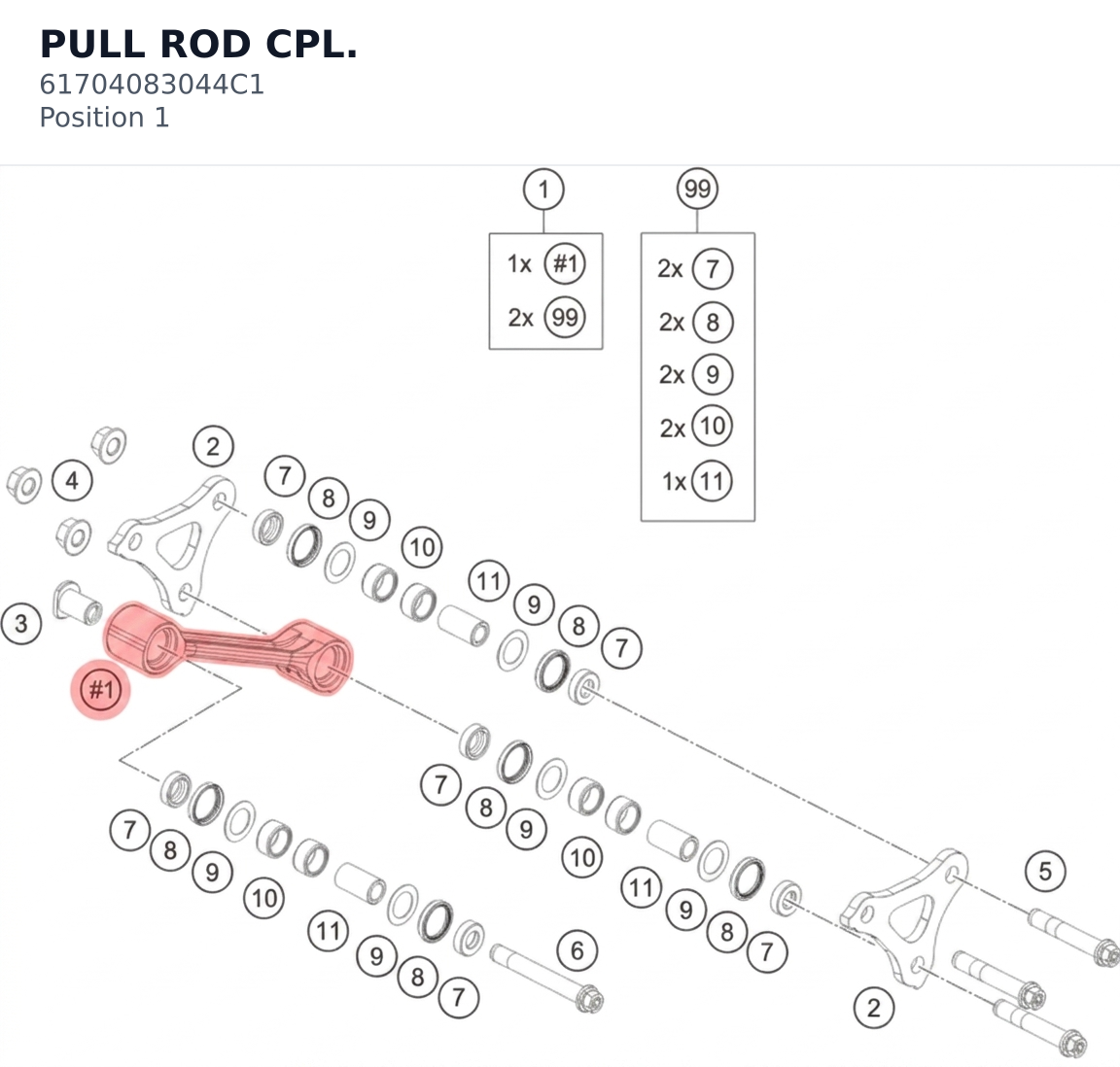 Diagram preview: PULL ROD CPL. (61704083044C1)