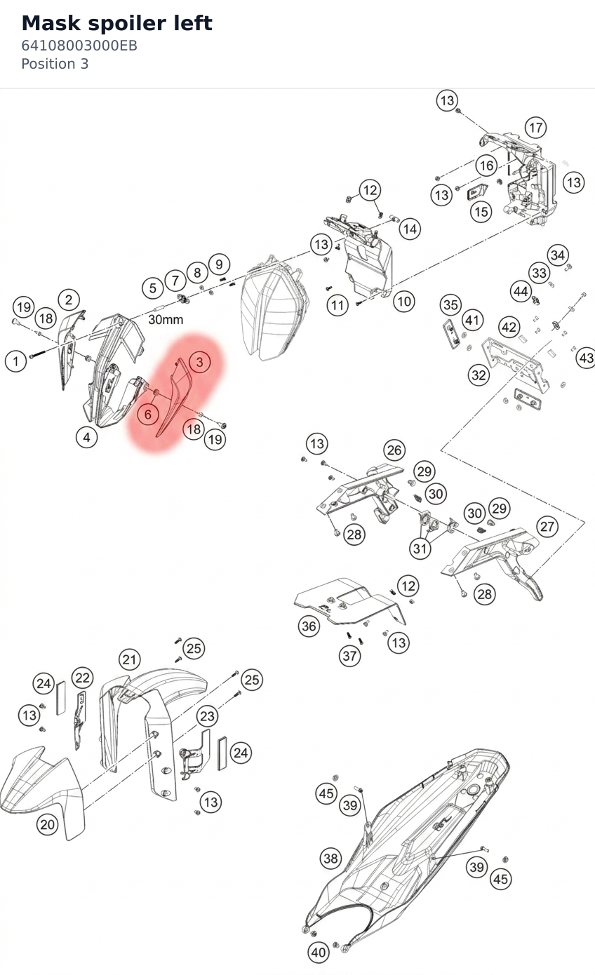 Diagram preview: Mask spoiler left (64108003000EB)