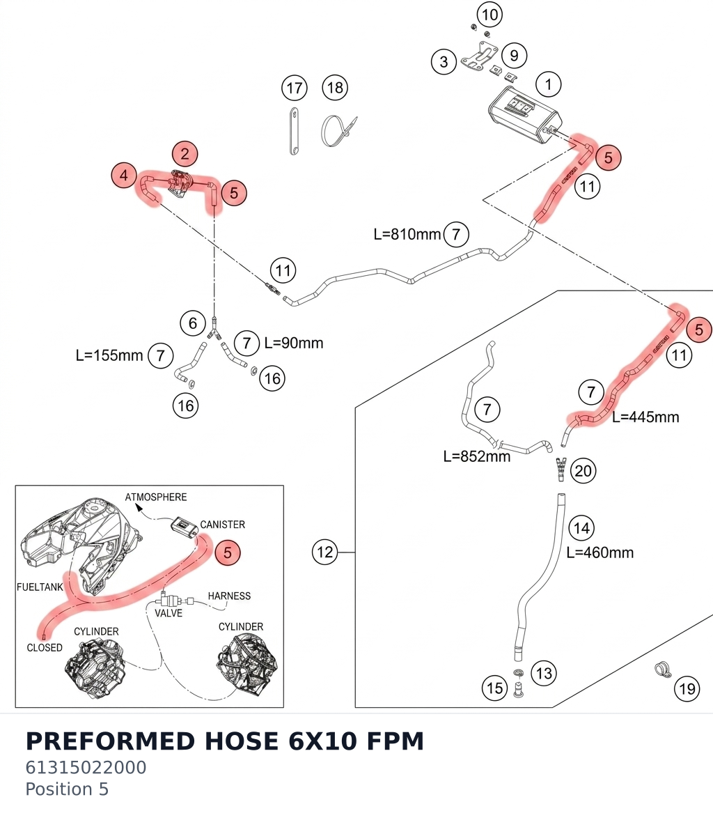 Diagram preview: PREFORMED HOSE 6X10 FPM (61315022000)