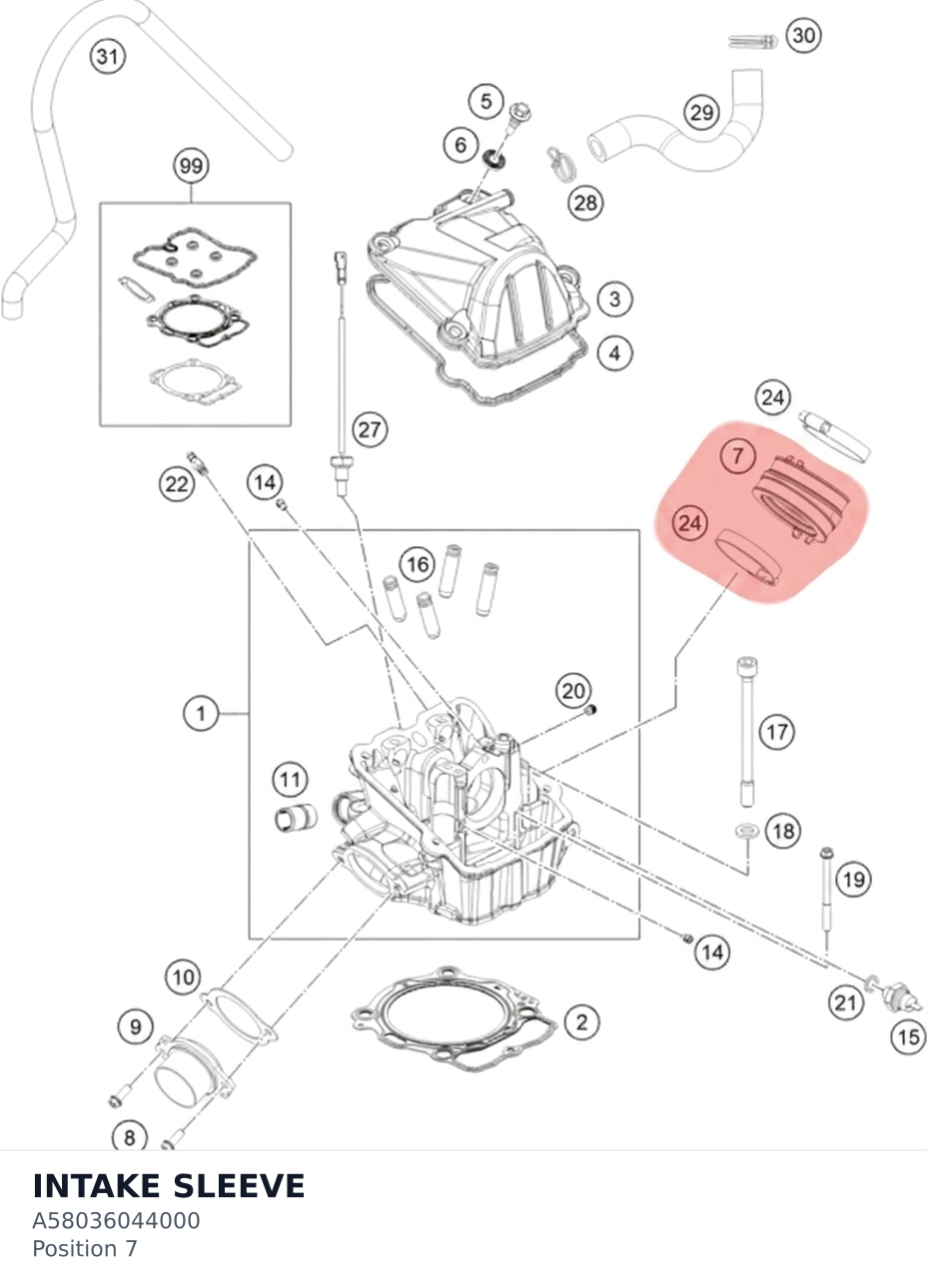 Diagram preview: INTAKE SLEEVE (A58036044000)