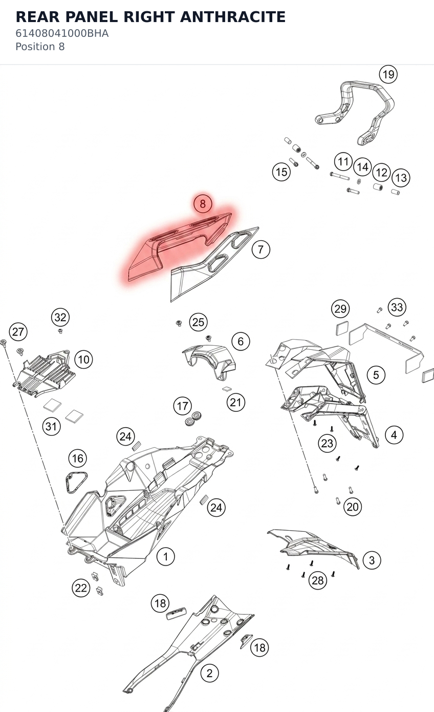 Diagram preview: REAR PANEL RIGHT ANTHRACITE (61408041000BHA)