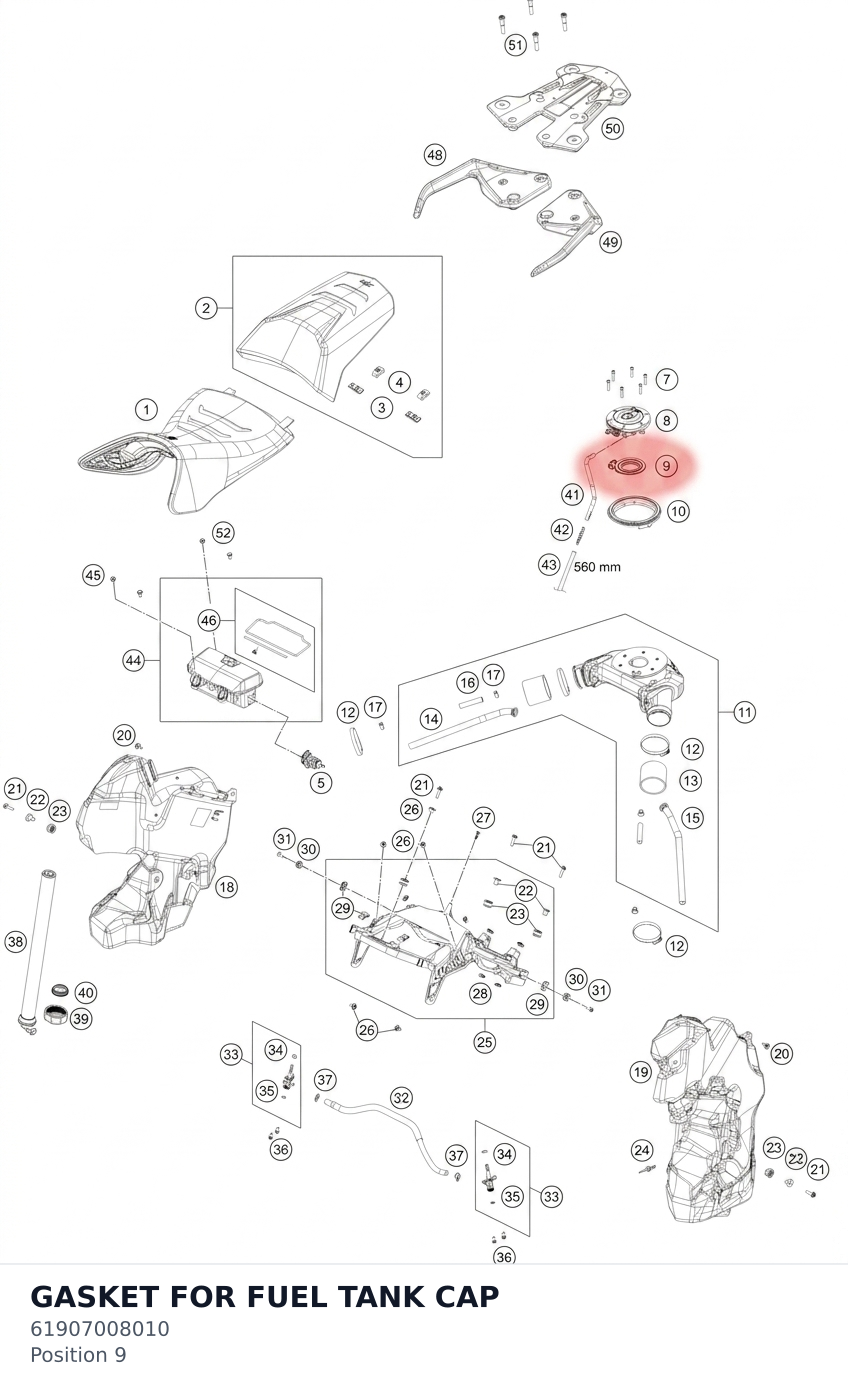 Diagram preview: GASKET FOR FUEL TANK CAP (61907008010)